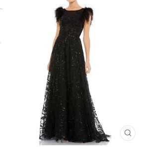Mac Duggall black sequin a line gown